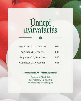 Ünnepi nyitva tartás
