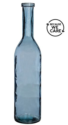 Kék üveg váza újrahasznosított üvegből