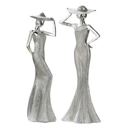 Ezüst női szobor, hölgy szobor, női alak