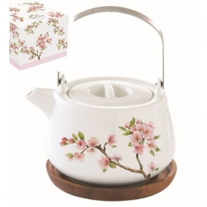 Porcelán teáskanna, kancsó Cseresznyevirág