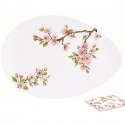 Porcelán kínálótál, süteményes tál, porcelán tányér Cseresznyevirág
