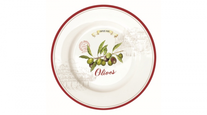 Olivás porcelán desszerttányér szettben