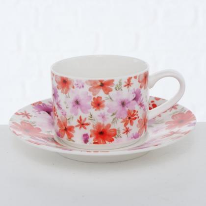 Porcelán csésze, teás csésze, porcelán kávés csésze, kávés csésze, virágos csésze, Flowers