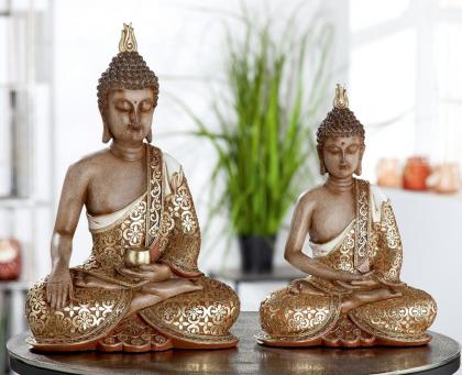 Kerámia Buddha bronz/arany