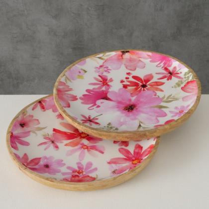 Fa tányér, virágos tányér, fa tál, Flowers