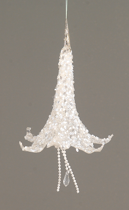 Fehér, gyöngyös akasztható harangvirág 17cm