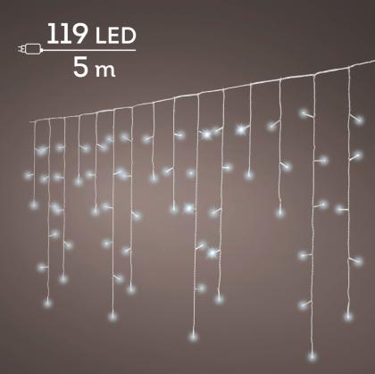 Égősor, karácsonyi égősor, karácsonyi világítás, LED jégcsapfüzér, melegfehér/hidegfehér, 119 LED, 5 m