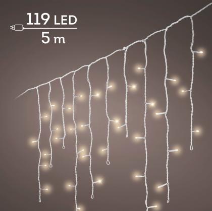 Égősor, karácsonyi égősor, karácsonyi világítás, LED jégcsapfüzér, melegfehér/hidegfehér, 119 LED, 5 m