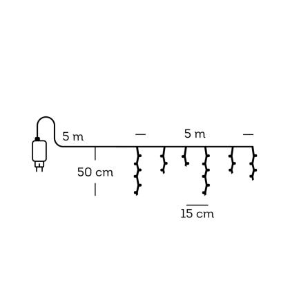 Égősor, karácsonyi égősor, karácsonyi világítás, LED jégcsapfüzér, melegfehér/hidegfehér, 119 LED, 5 m
