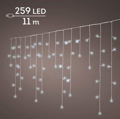 Égősor, karácsonyi égősor, karácsonyi világítás, LED jégcsapfüzér, melegfehér/hidegfehér, 259 LED, 11 m