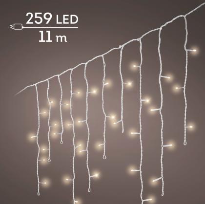 Égősor, karácsonyi égősor, karácsonyi világítás, LED jégcsapfüzér, melegfehér/hidegfehér, 259 LED, 11 m