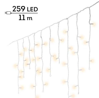 Égősor, karácsonyi égősor, karácsonyi világítás, LED jégcsapfüzér, melegfehér/hidegfehér, 259 LED, 11 m