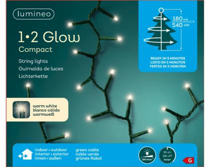 Égősor, karácsonyi égősor, LED fényfüzér, 540 LED, 180 cm, meleg fehér
