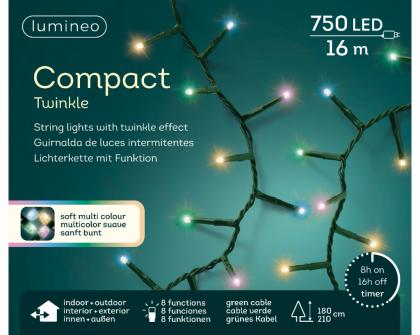 Égősor, karácsonyi égősor, LED fényfüzér, 750 LED, 16m-es, színes
