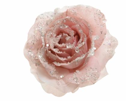 Rózsaszín, glitteres, csíptethető rózsa