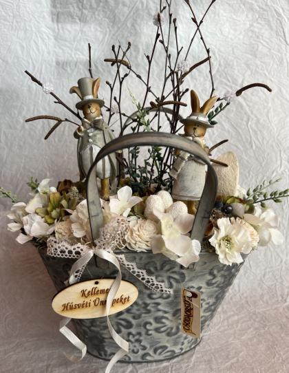 Húsvéti asztaldísz, dekoráció, virágbox