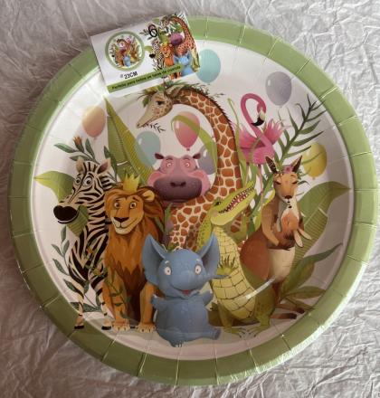 Szafaris tányér, állatos tányér, dzsungeles tányér, papírtányér