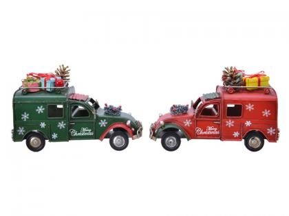 Fém teherautó karácsonyi kiegészítőkkel