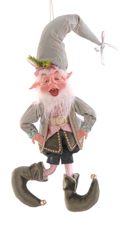 Zöld elegáns erdei manó elf karácsonyfadísz