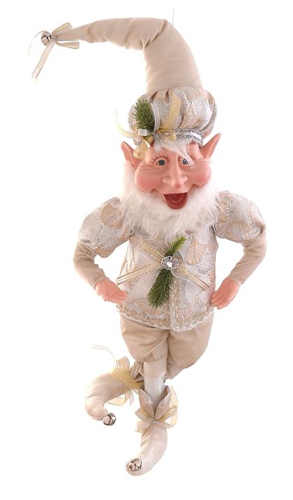 Akasztható fehér/arany manó mosolygó elf figura