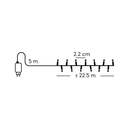 LED égősor, fényfüzér, karácsonyi világítás, kültéri/beltéri, 22,5 m