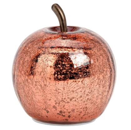 Üveg alma LED világítással, hangulatvilágítás, metál hatású rózsaszín, metálpink (több méret)