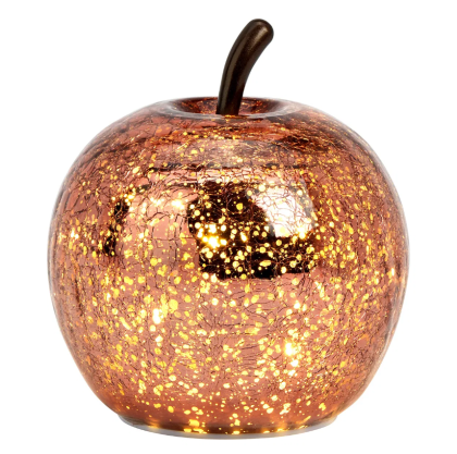 Üveg alma LED világítással, hangulatvilágítás, metál hatású rózsaszín, metálpink (több méret)