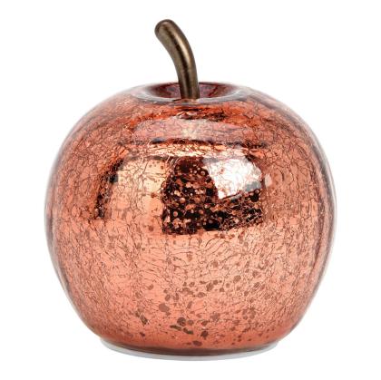 Üveg alma LED világítással, hangulatvilágítás, metál hatású rózsaszín, metálpink (több méret)