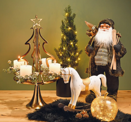 Üveg alma LED világítással, hangulatvilágítás (több méret) metálfényű arany