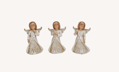 Angyal figura, krémfehér porcelán