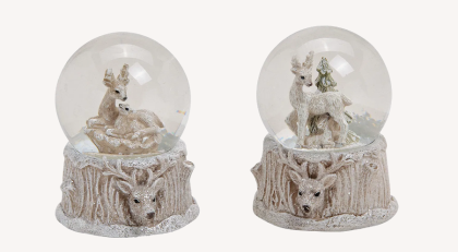 Őzikés hógömb, csillámos