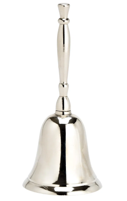 Ezüst színű fém harang, csengő