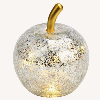 LED világító alma, fémes ezüst (többféle méret)