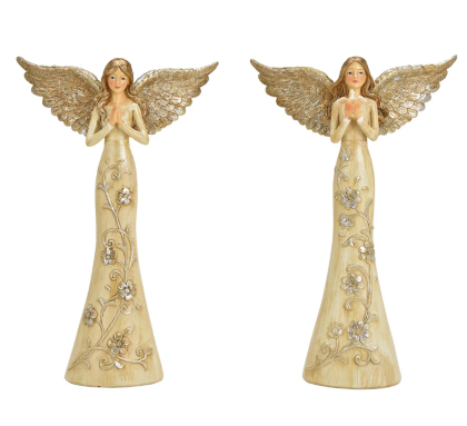 Angyal figura, pezsgőarany, 29 cm