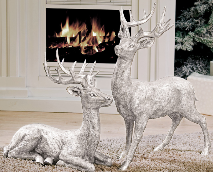 Szarvas figura, ezüst szarvas, kerámia szarvas