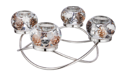 Modern adventi koszorú, üveg koszorú, üveg gyertyatartó, üveg mécsestartó, zselés adventi dísz