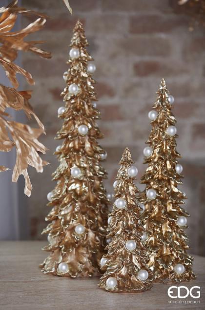Fenyőfa szobor, arany, gyöngyökkel (több méret)