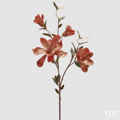 Magnólia ág, magnólia virág, glitteres, művirág ág, sötétrózsaszín, 90 cm