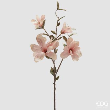 Magnólia ág, magnólia virág, glitteres, művirág ág, rózsaszín, 90 cm