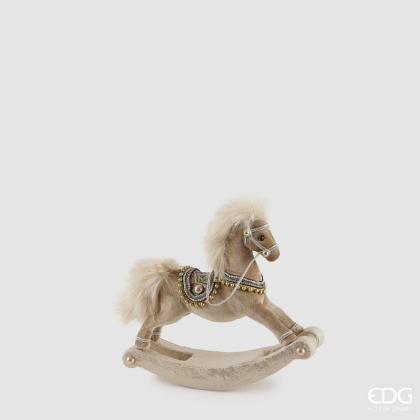 Hintaló figura, hintalovas dísz, elegáns hintalovacska, plüss bevonatú, gyöngyös (több méret)