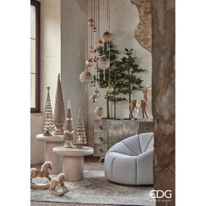 Hintaló figura, hintalovas dísz, elegáns hintalovacska, plüss bevonatú, gyöngyös (több méret)