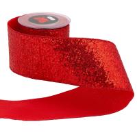 Karácsonyi szalag, masni, szalagtekercs, flitteres (6,7x450 cm, többféle)