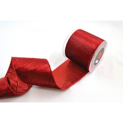Karácsonyi szalag, masni, szalagtekercs díszcsomagoláshoz, (10x450 cm), piros bársonyhatású