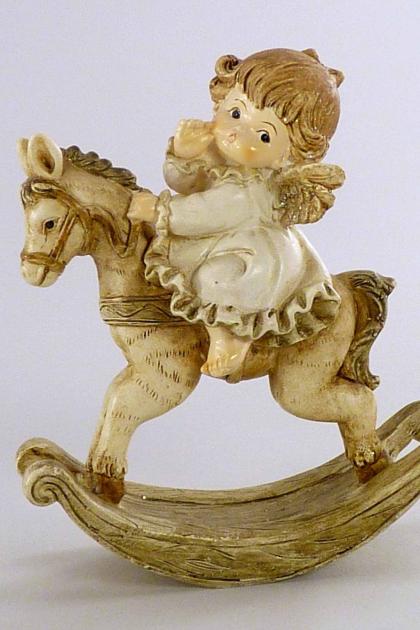 Hintalovas angyal figura, kerámia angyalka, angyal dísz, 10 cm