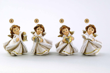 Angyal figura, kerámia angyalka, angyal dísz (többféle), bézs-arany 6 cm