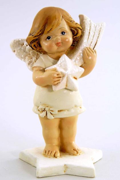 Angyal figura, kerámia angyalka, angyal dísz (többféle), krémfehér-bézs, 5/8 cm