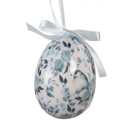 Húsvéti tojás, akasztható tojás, kék madaras, nyuszis, virágos, 8 cm (többféle)