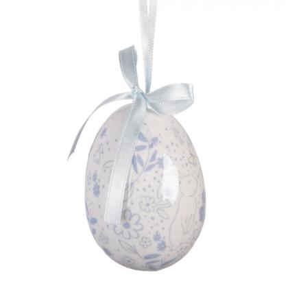 Húsvéti tojás, akasztható tojás, kék madaras, nyuszis, virágos, 8 cm (többféle)