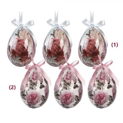 Húsvéti tojás, akasztható tojás, rózsás, 10 cm (többféle)