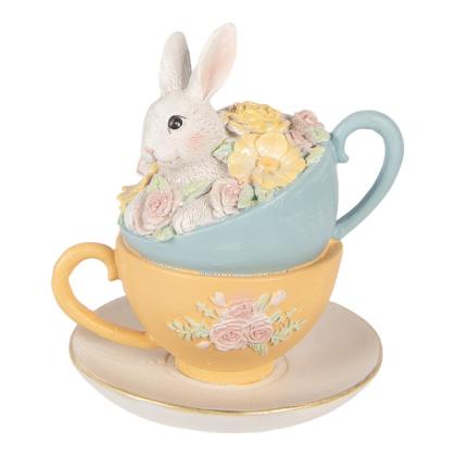 Húsvéti figura, asztali dísz, nyuszi teáscsészében